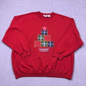 Nutcracker Womens Red Christmas Tree Presents Holiday Pullover Sweatshirt 22W/42